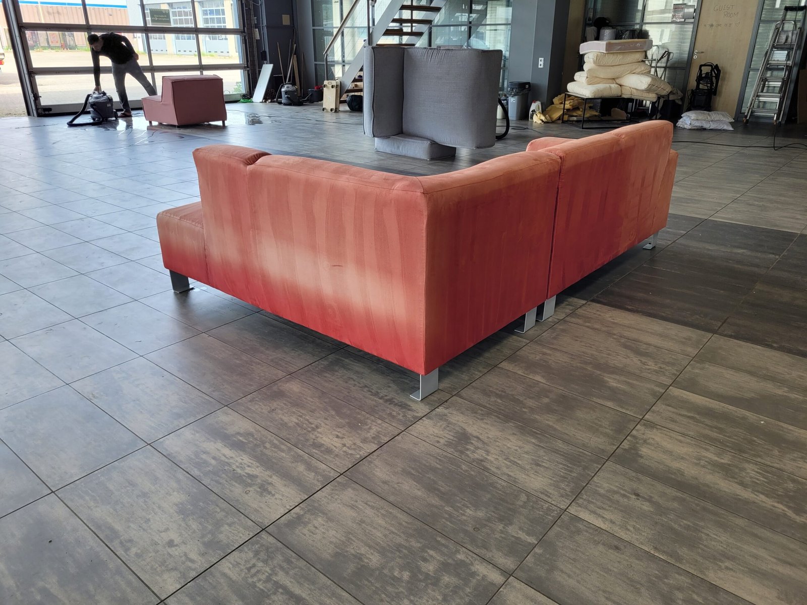 GEREINIGD rozen rode hoekbank 255x180 | GRATIS BEZORGEN - Afbeelding 5
