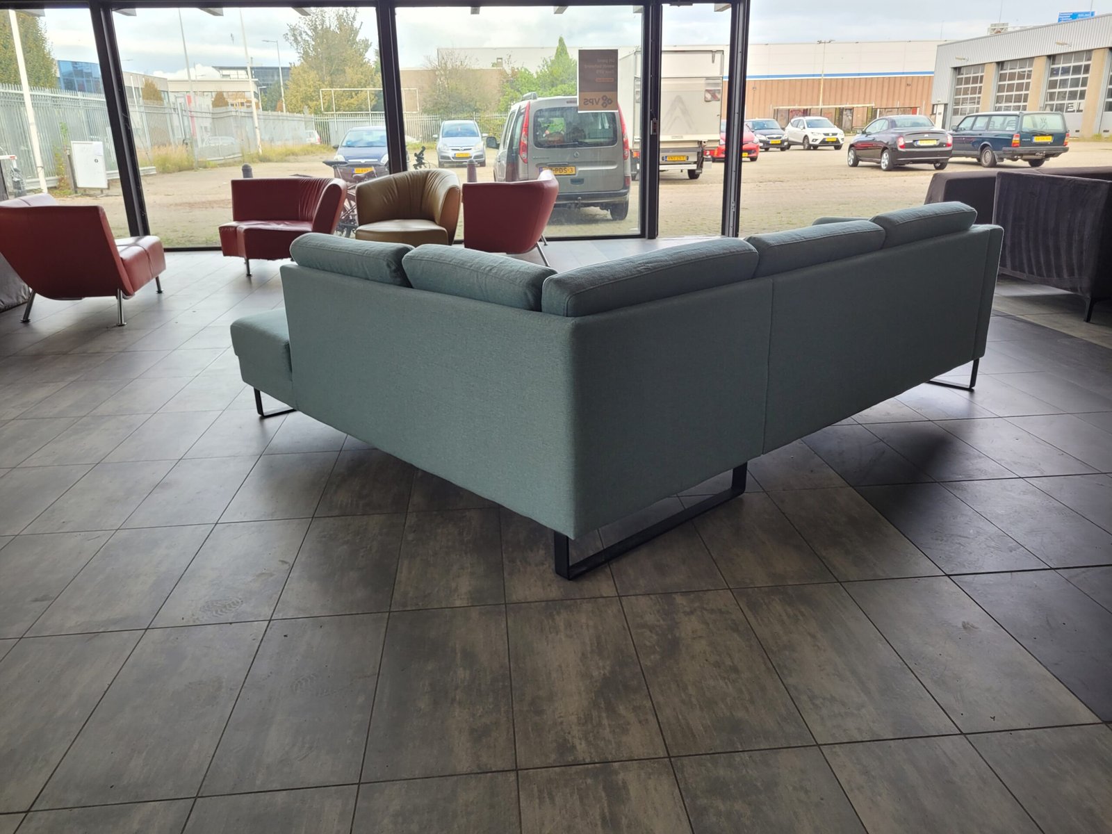 GEREINIGD lichtblauwe hoekbank 260x215 GRATIS LEVERING - Afbeelding 5