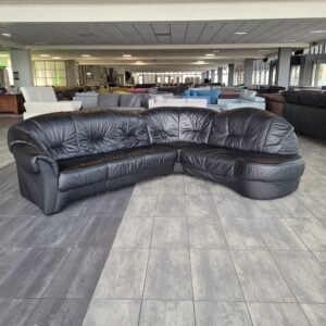 GEREINIGD 100% leder zwarte hoekbank 285x230 BEZORGEN