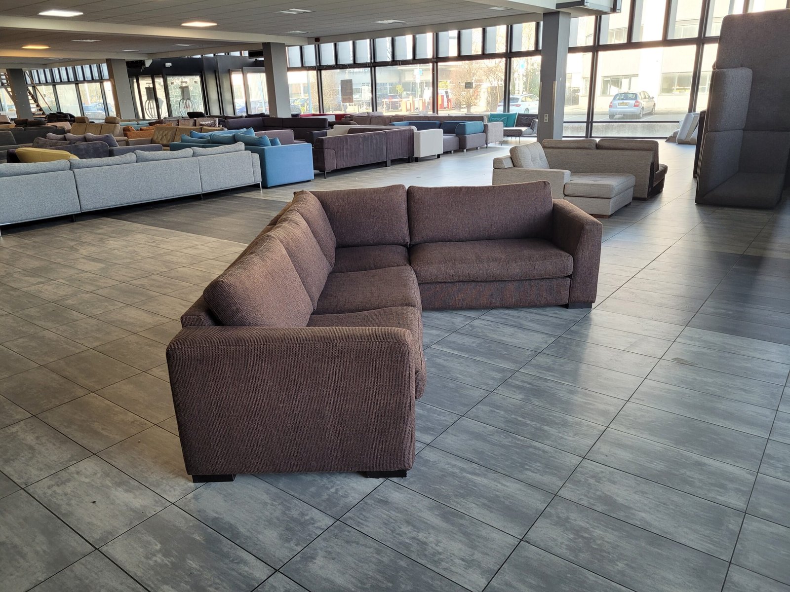 ✅️️️️️ Donkerbruine hoekbank 285x230 | Refurbished +Bezorgen - Afbeelding 10