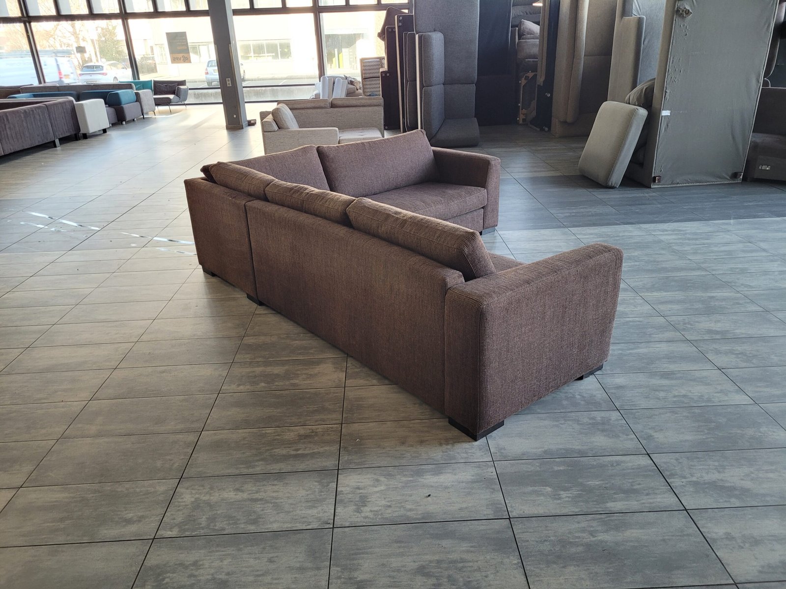 ✅️️️️️ Donkerbruine hoekbank 285x230 | Refurbished +Bezorgen - Afbeelding 9