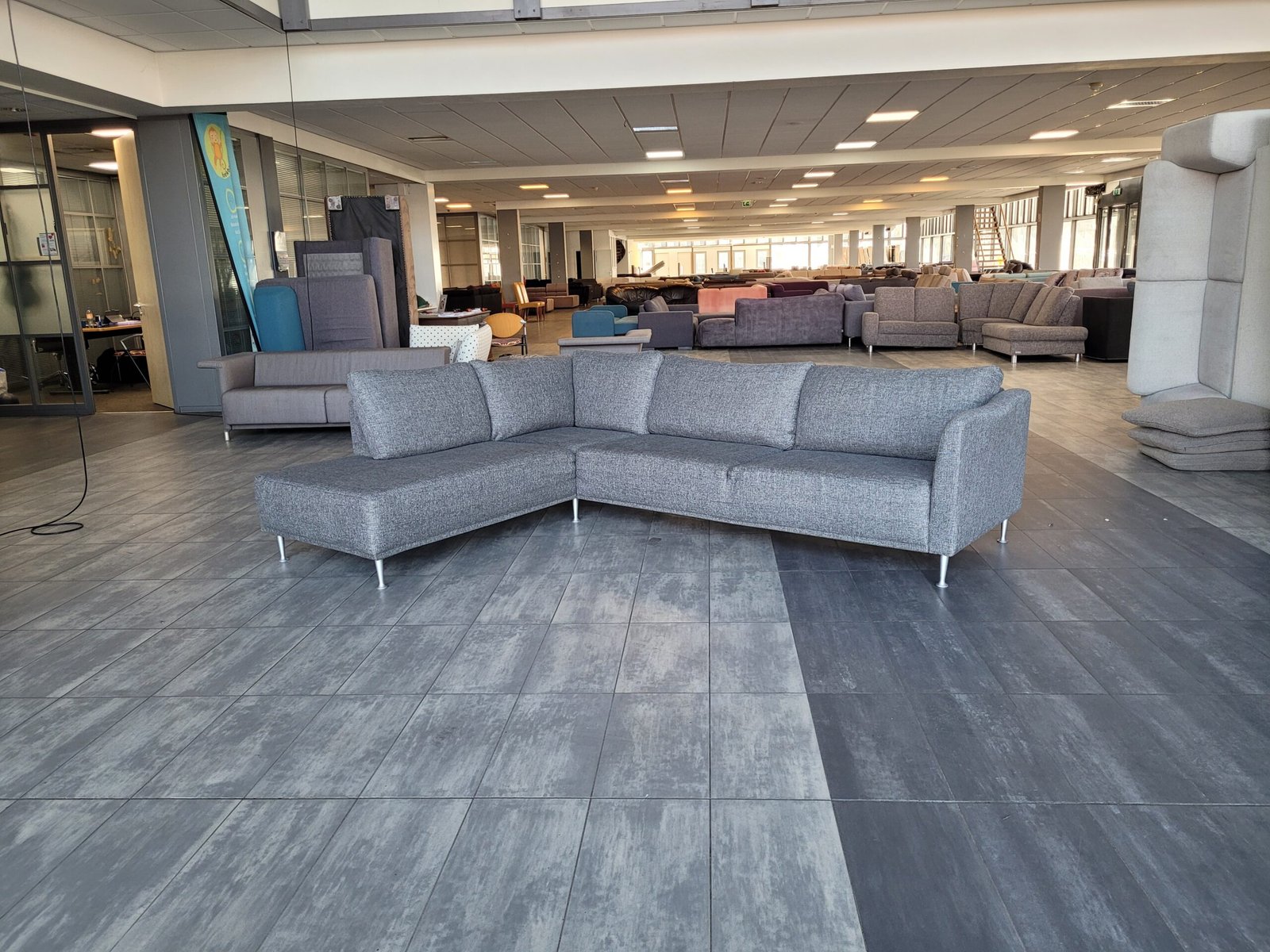 GEREINIGD grijze hoekbank 285x220 GRATIS BEZORGEN