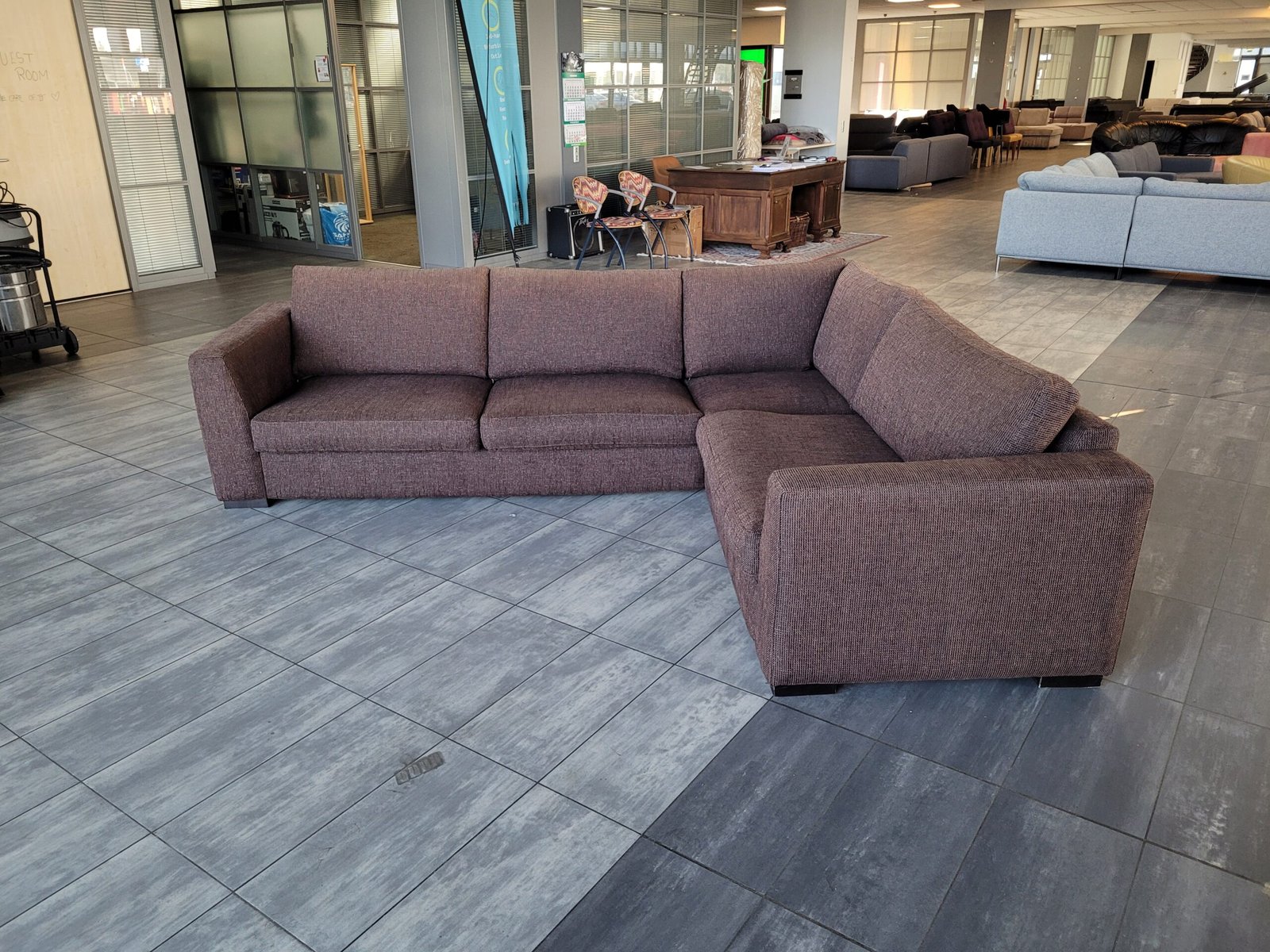 ✅️️️️️ Donkerbruine hoekbank 285x230 | Refurbished +Bezorgen - Afbeelding 4