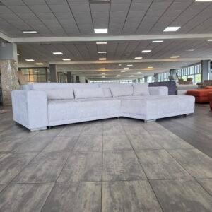✅️️️️️ GEREINIGD lichtgrijze boucle hoekbank 310x170 |Bezorg