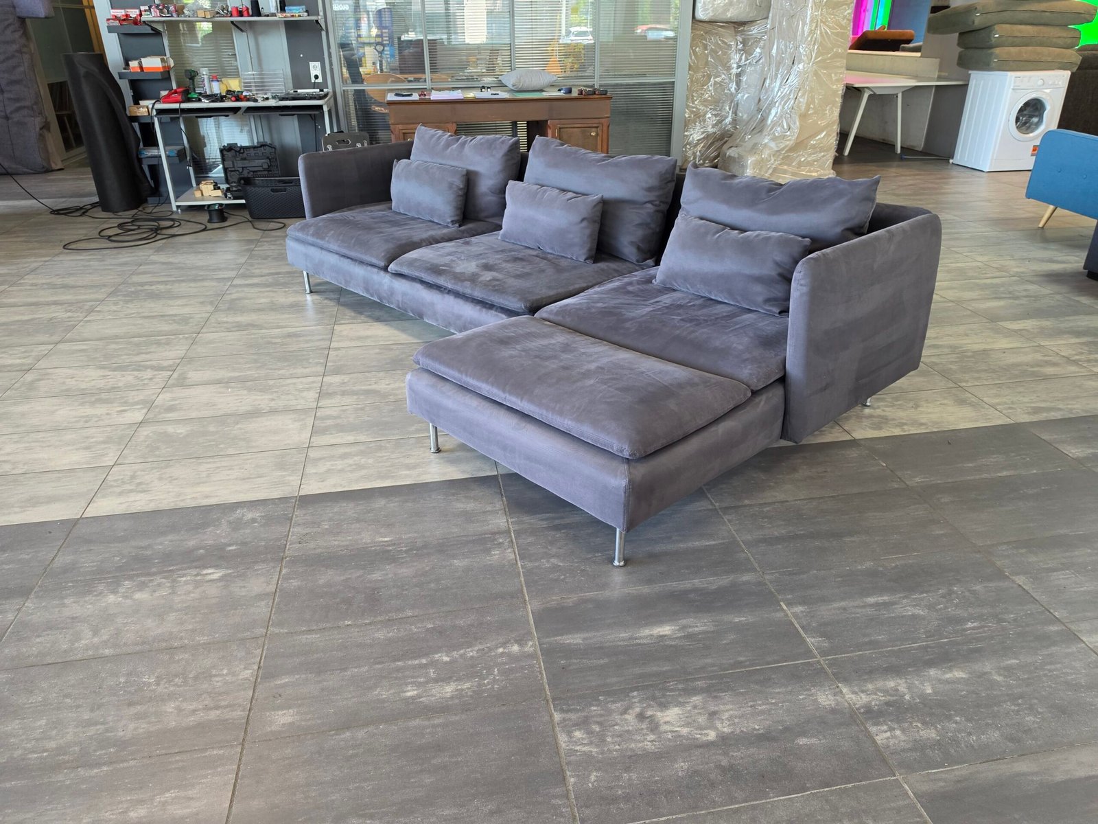 ✅️️️️️ GEREINIGD donkergrijze hoekbank 290x160 | Bezorgen - Afbeelding 5