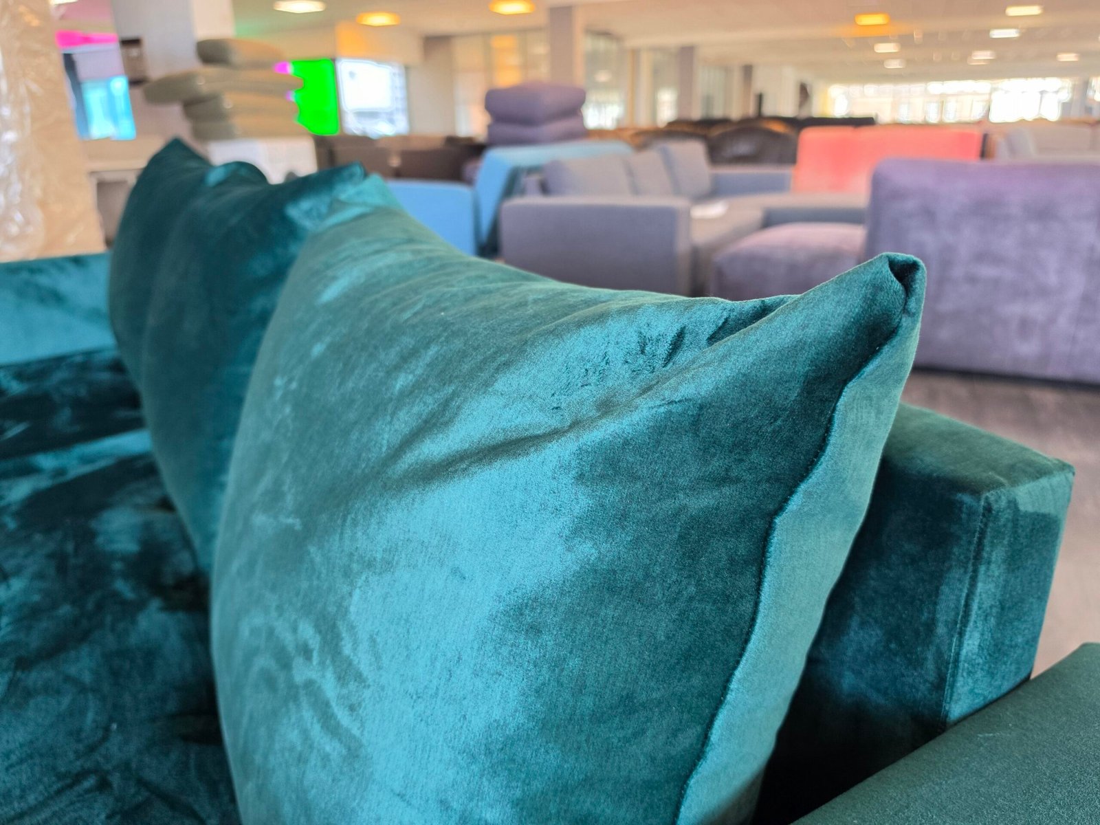 ✅️️️️️️️ GEREINIGD velvet smaragd hoekbank 225x150 Slaapbank - Afbeelding 2