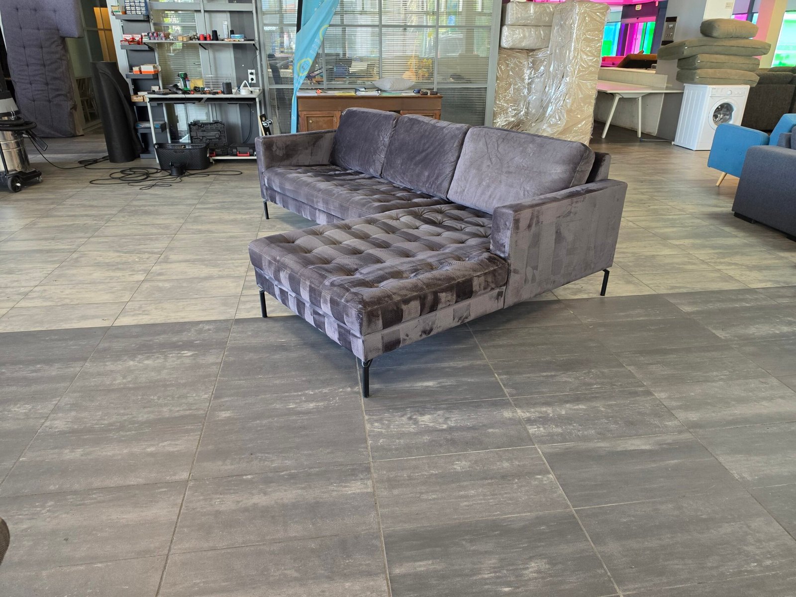 ✅️️️️️️️️ GEREINIGD velvet hoekbank 265x175 | BEZORGEN - Afbeelding 4