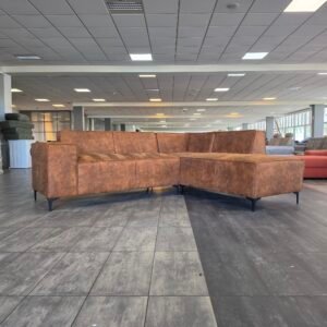 ✅️️️️️️️️ GEREINIGD cognac suede hoekbank 270x225 | BEZORGEN
