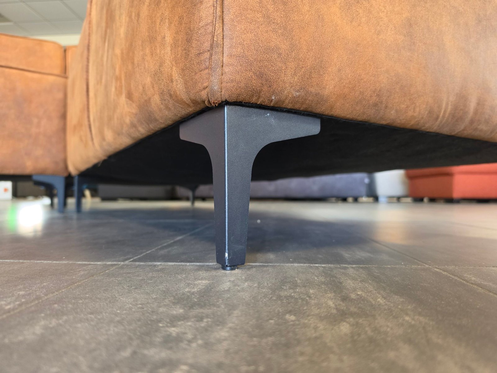 ✅️️️️️️️️ GEREINIGD cognac suede hoekbank 270x225 | BEZORGEN - Afbeelding 3