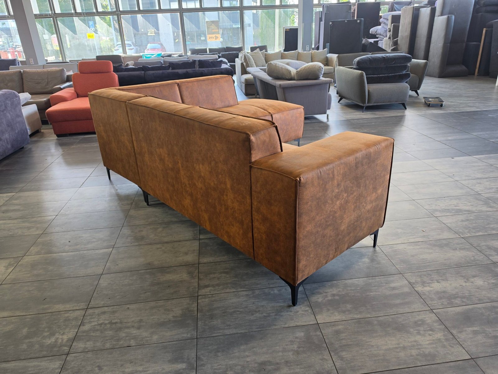 ✅️️️️️️️️ GEREINIGD cognac suede hoekbank 270x225 | BEZORGEN - Afbeelding 7
