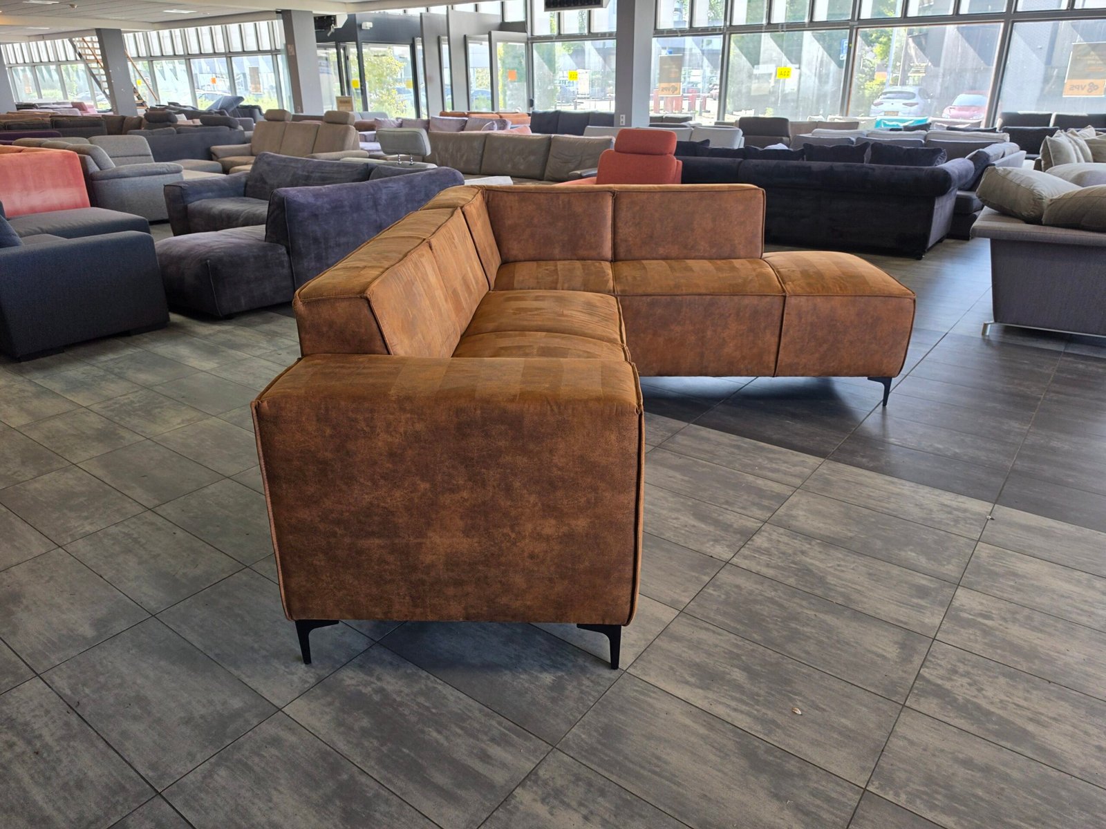 ✅️️️️️️️️ GEREINIGD cognac suede hoekbank 270x225 | BEZORGEN - Afbeelding 8