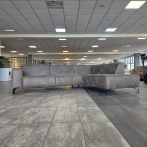 ✅️️️️️️️️️️️️ GEREINIGD suede taupegrijze hoekbank 275x210