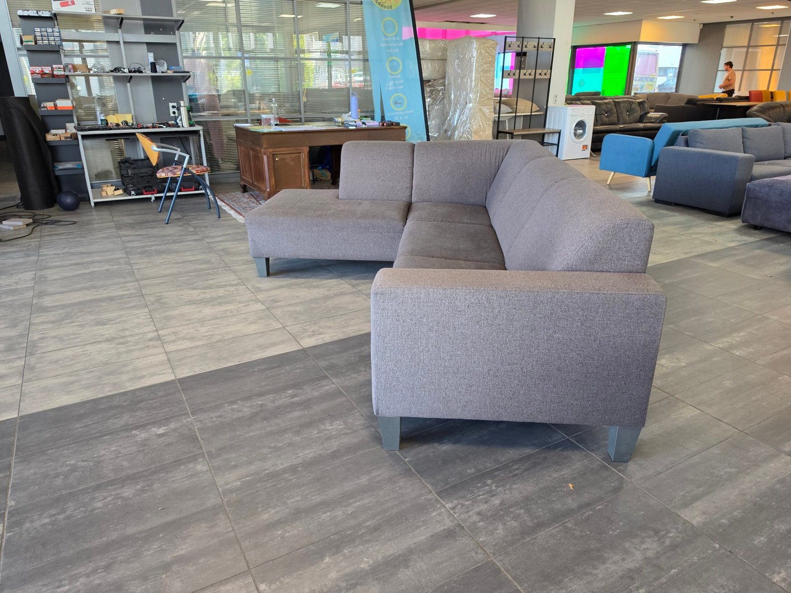 ✅️️️️️️ GEREINIGD bruingrijze hoekbank 275x200 | BEZORGEN - Afbeelding 5