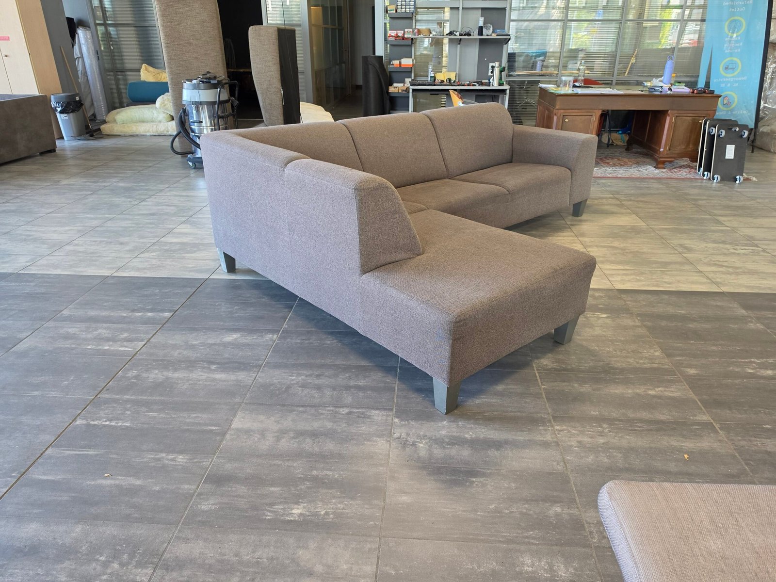 ✅️️️️️️ GEREINIGD bruingrijze hoekbank 275x200 | BEZORGEN - Afbeelding 10