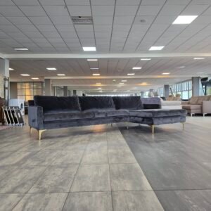 ✅️️️️ GEREINIGD antraciet velvet hoekbank 300x160 | BEZORGEN
