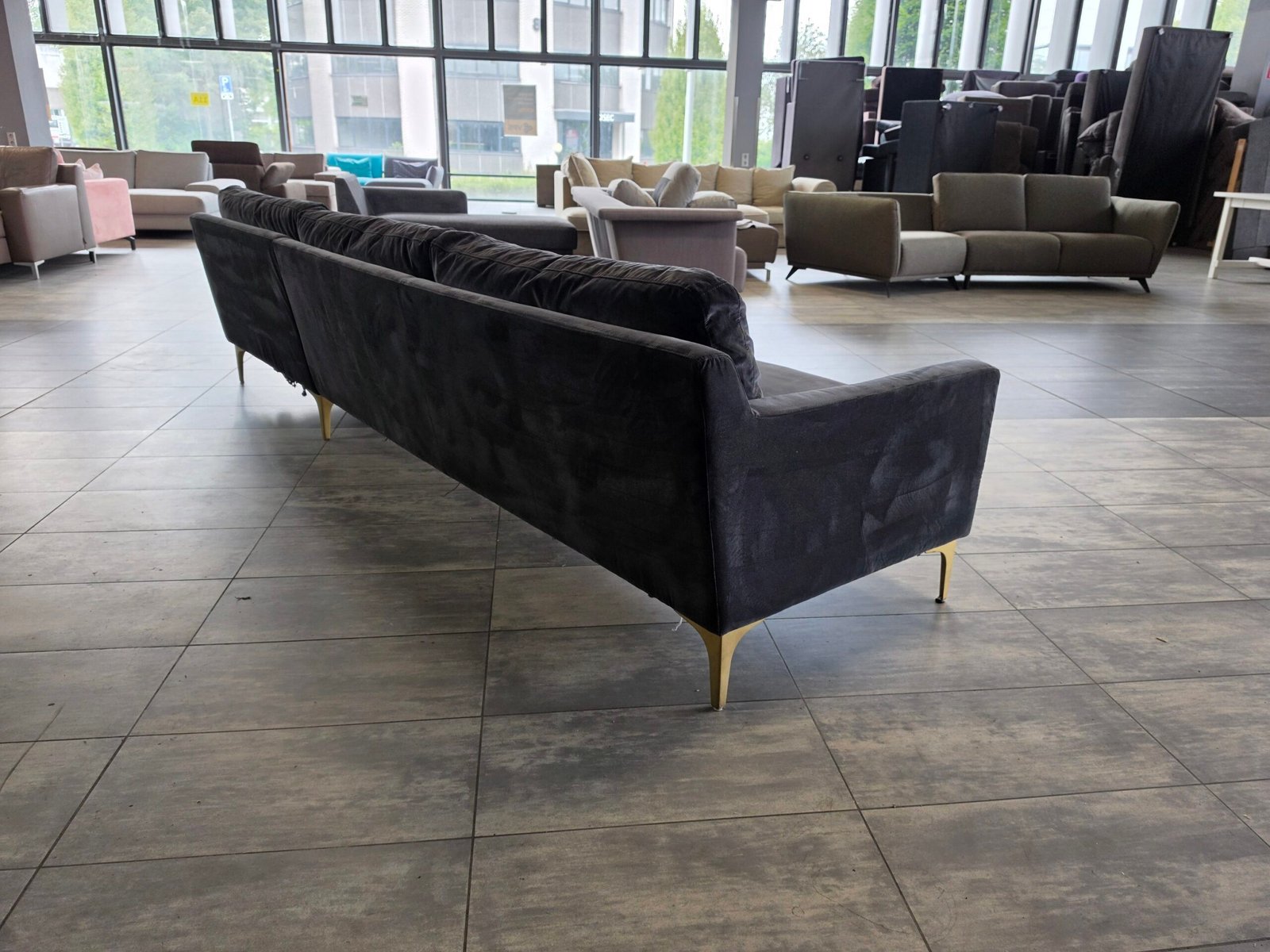 ✅️️️️ GEREINIGD antraciet velvet hoekbank 300x160 | BEZORGEN - Afbeelding 6